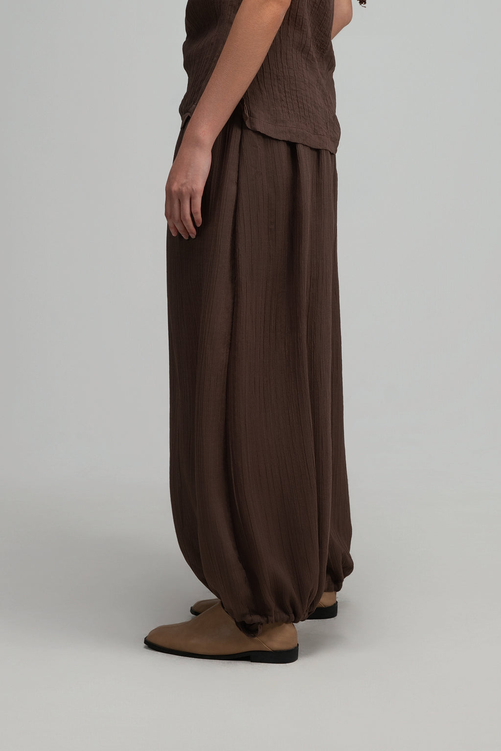 Soft Lantern Pants w/ Lining (Brown)