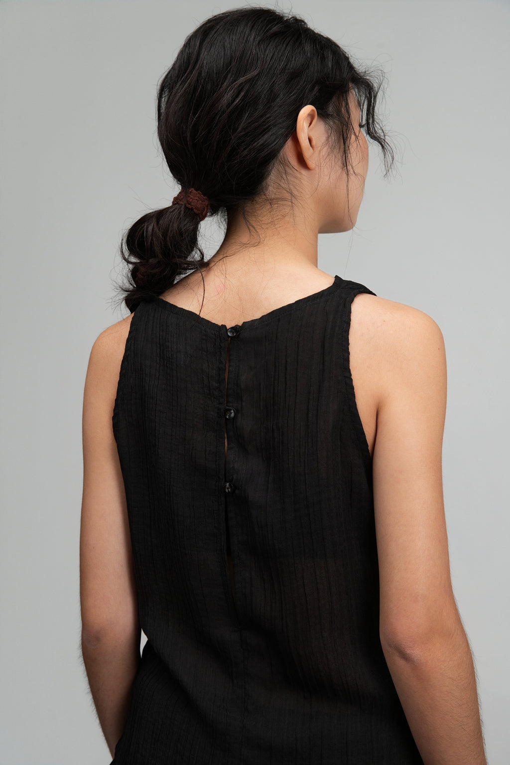 Soft Drape Neck Tank Top (Black)