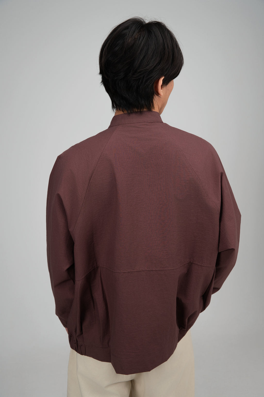 Gender Neutral Mandarin Collar Outer Blouse (Plum Brown)