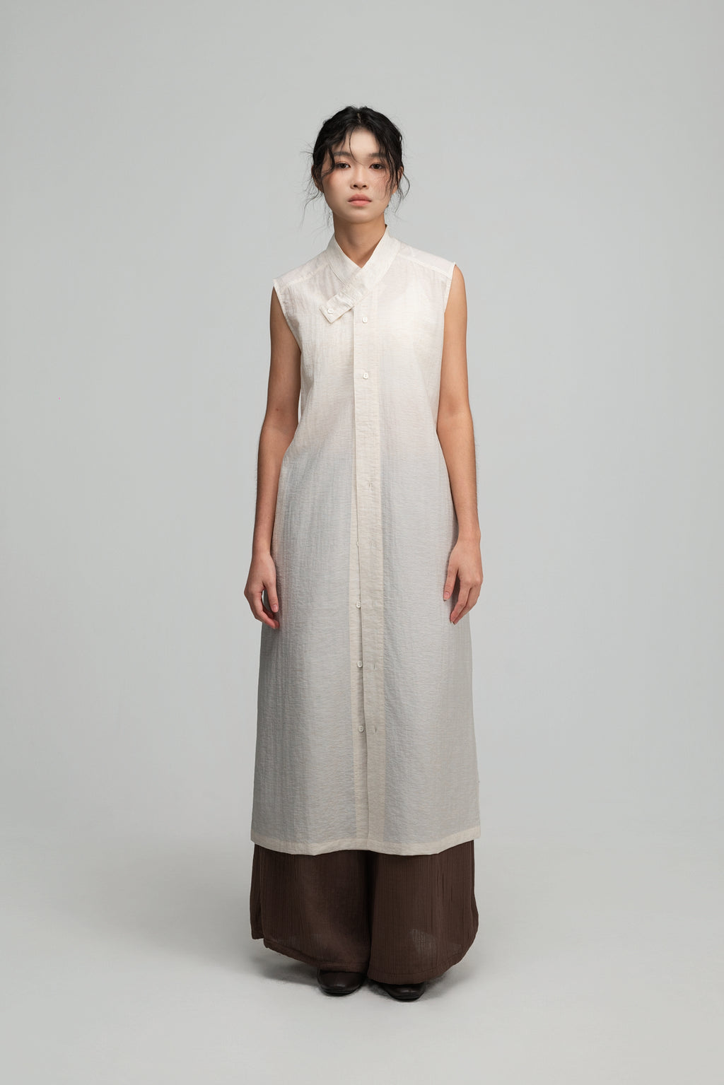 Han Collar Tank Dress (Beige)