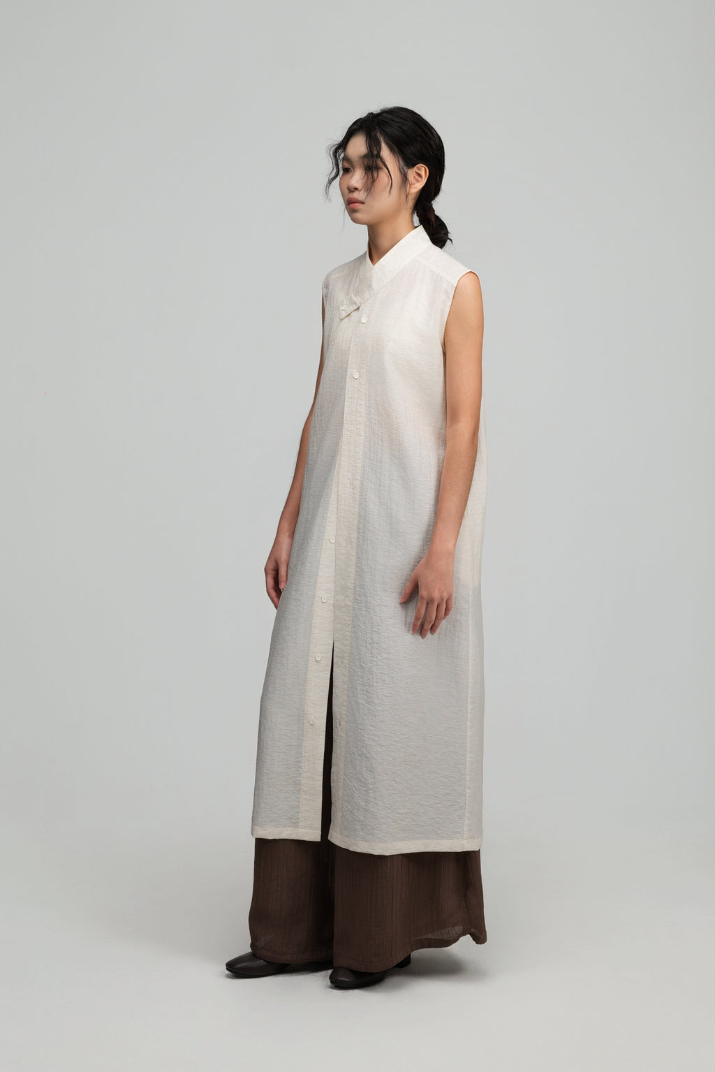 Han Collar Tank Dress (Beige)