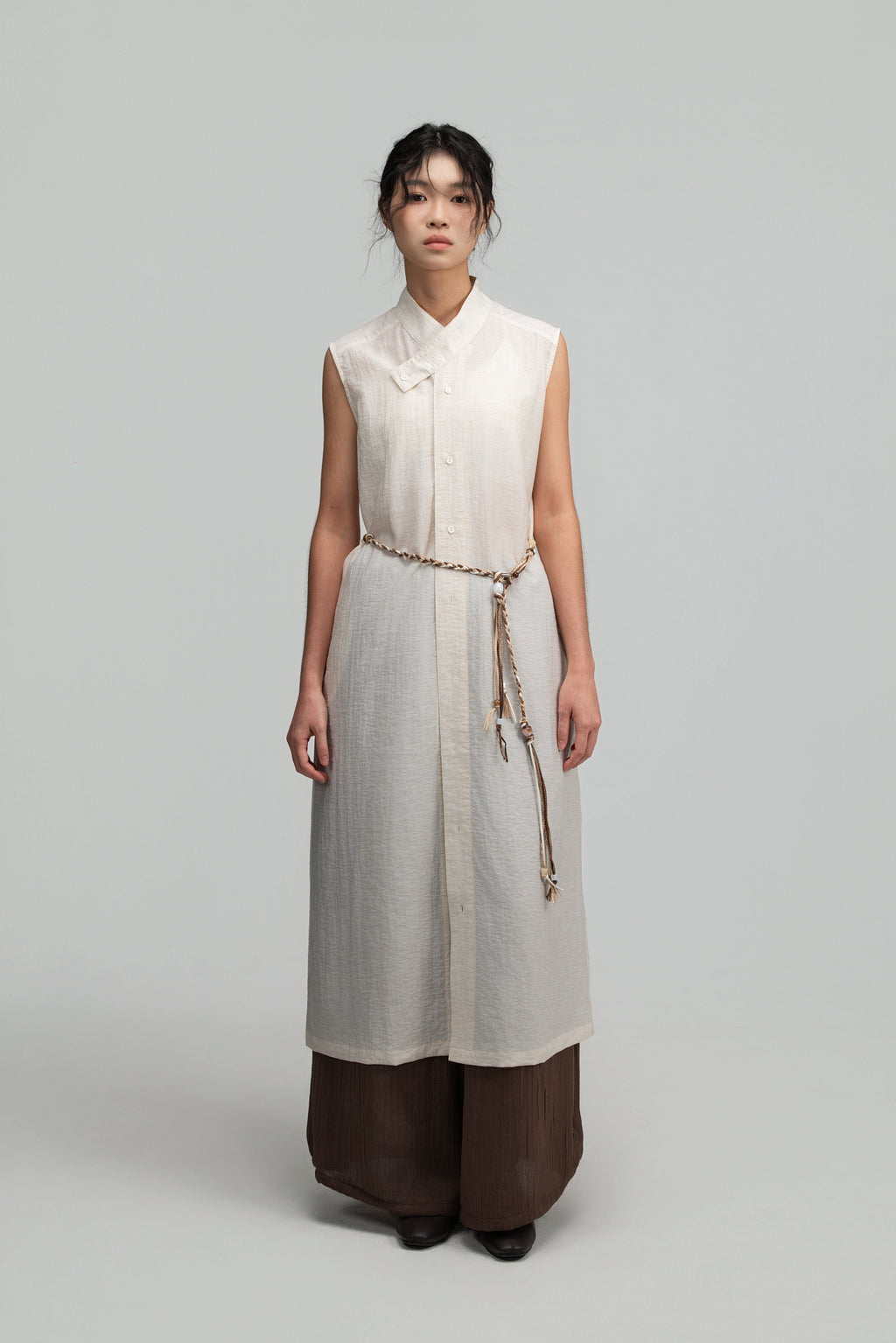 Braided Leather Belt (Beige)