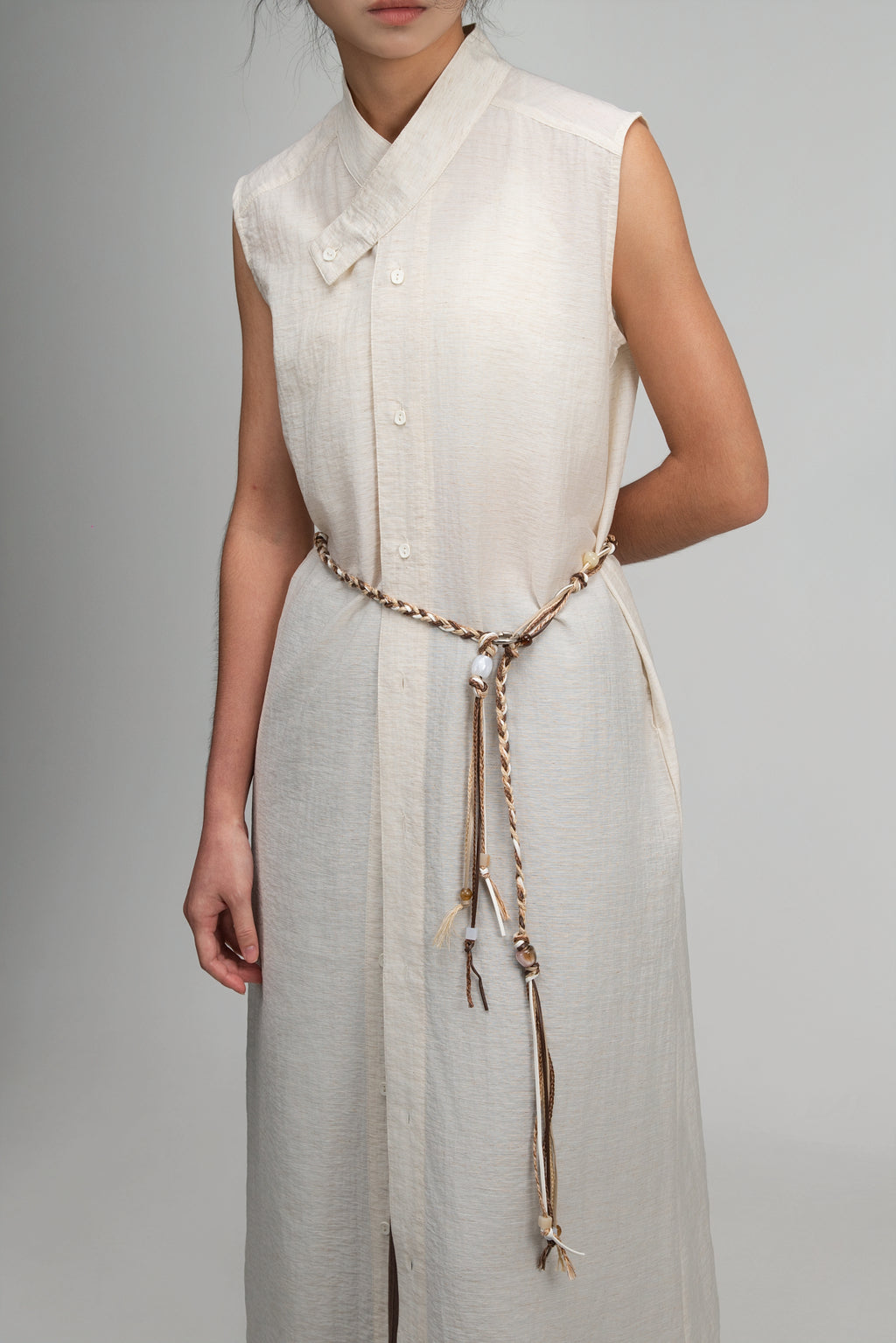 Braided Leather Belt (Beige)