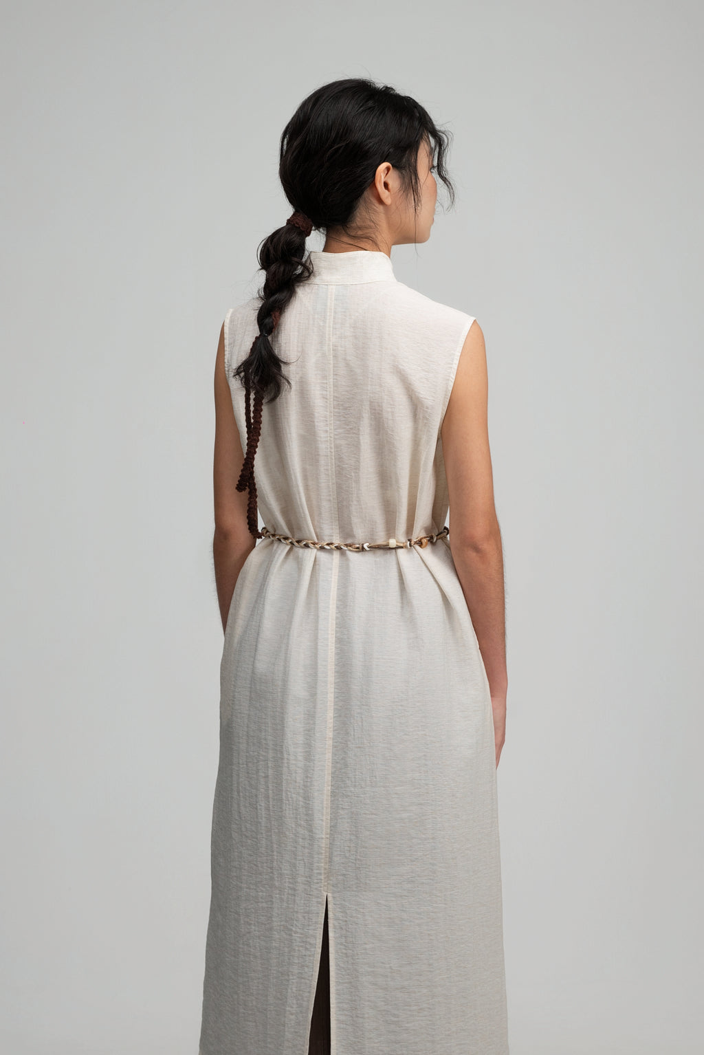 Braided Leather Belt (Beige)