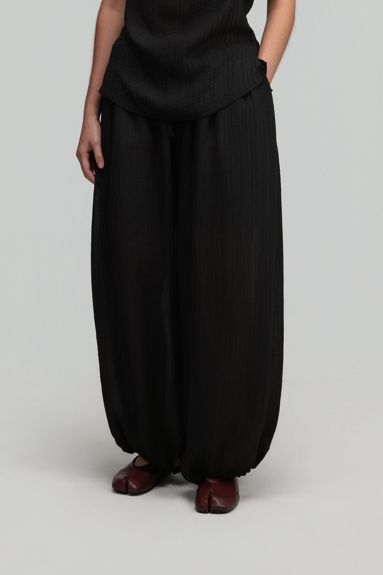 Soft Lantern Pants w/ Lining (Black)