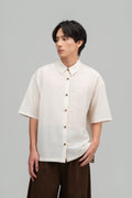 Gender Neutral Modern Mandarin Button Shirt (Beige)