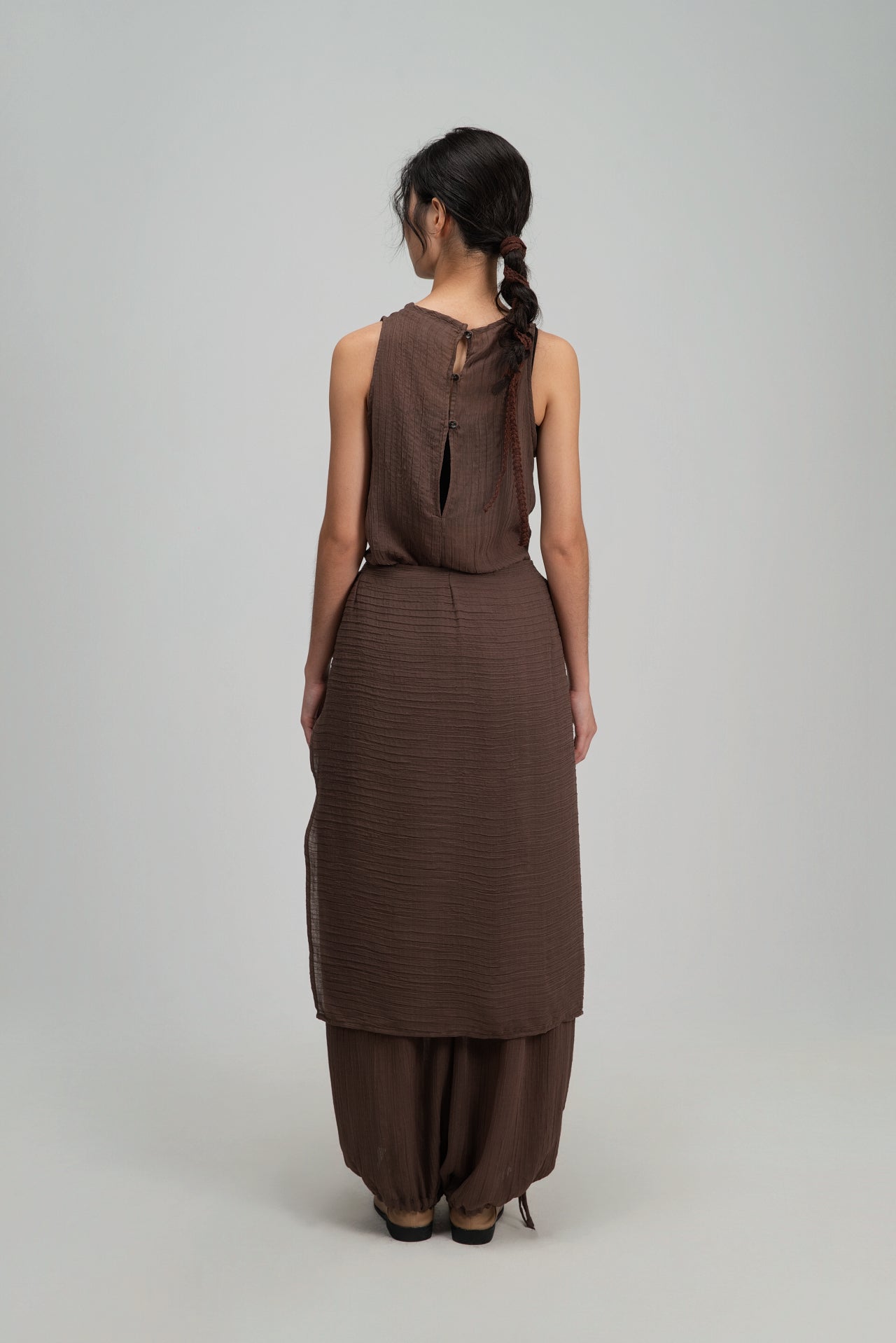 Soft Braided Tie Overlay Pareo (Brown)