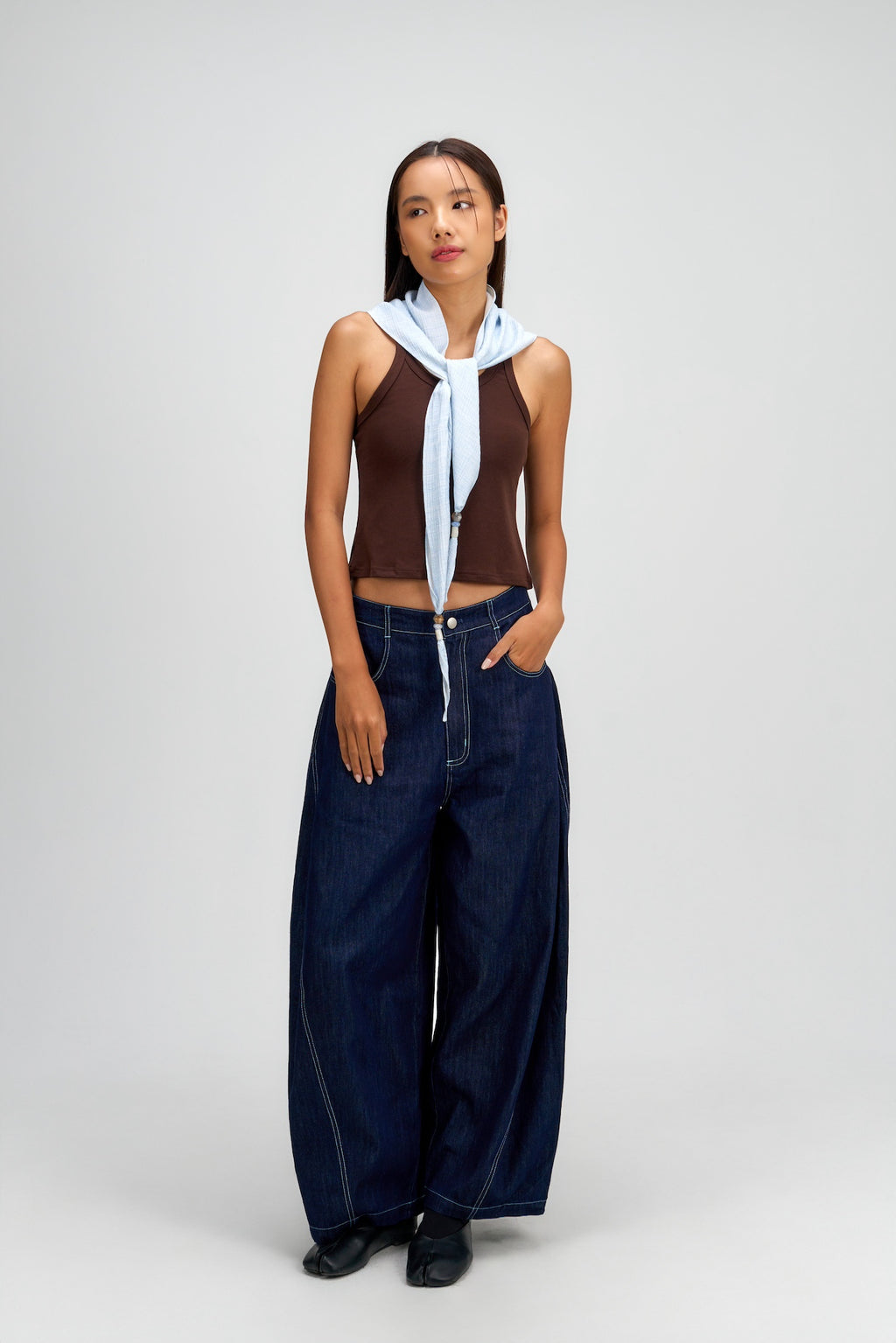 8th Anniversary | Long Tri Beaded Scarf (Blue)