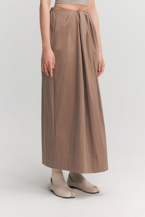 Classic - Pleated Cocoon Skirt (Blush Brown)