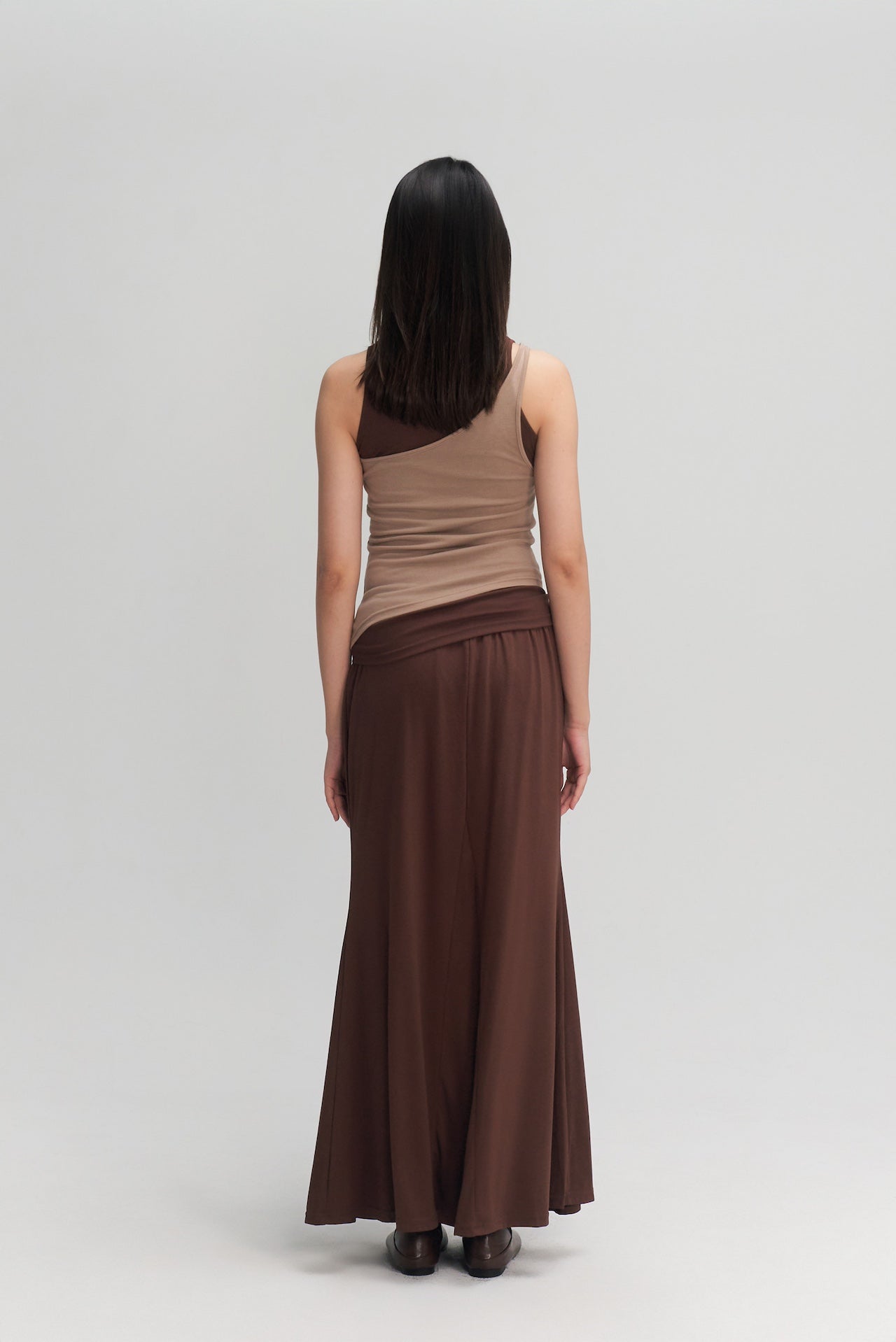 Classic - Butter Knit Godet Skirt (Brown)
