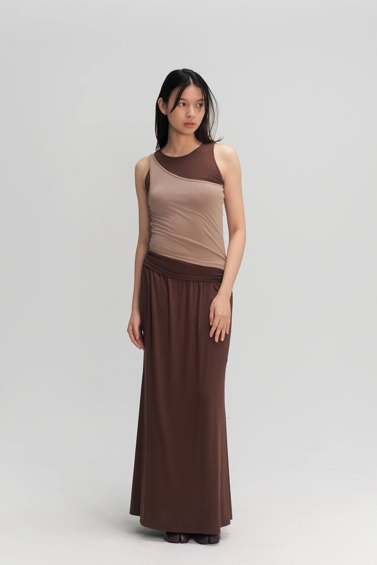 Classic - Butter Knit Godet Skirt (Brown)