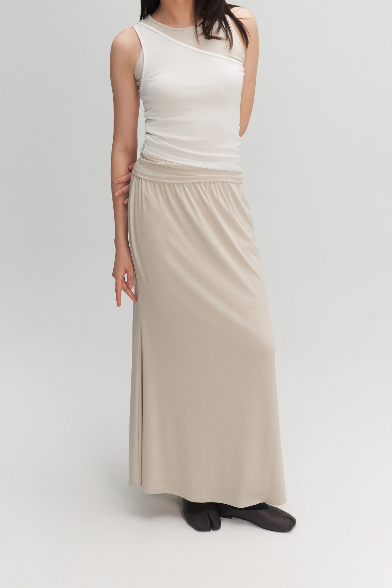 Classic - Butter Knit Godet Skirt (Off White)