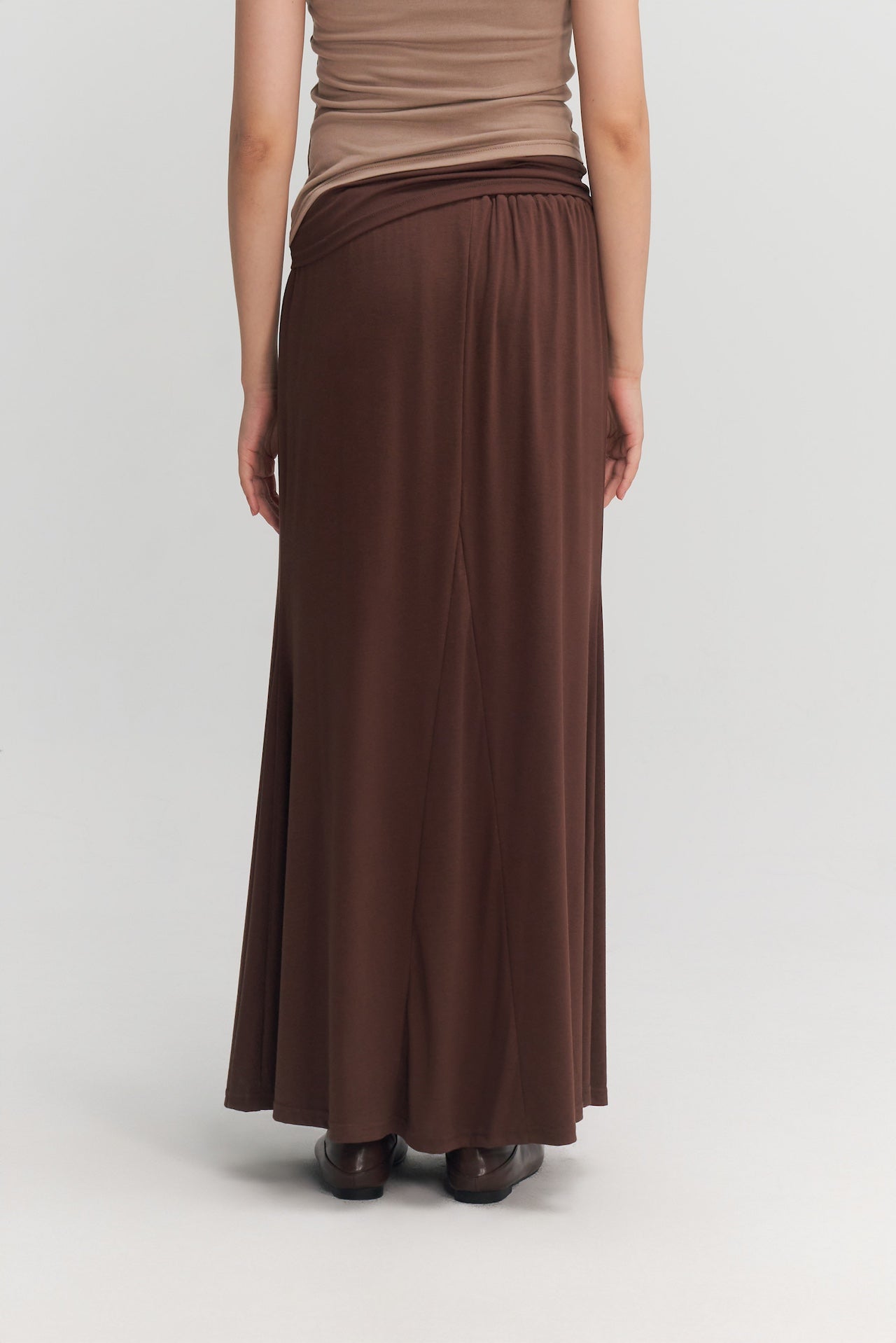 Classic - Butter Knit Godet Skirt (Brown)