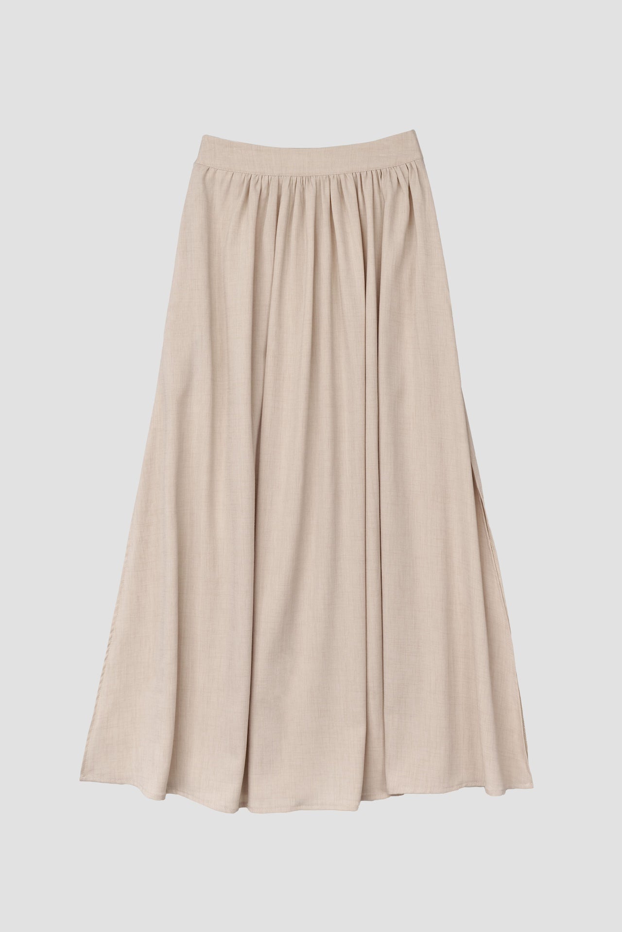 Classic - Side Slit Flare Long Skirt (Nude)
