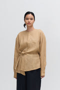 Arc Collar Side Tie Dye Blouse (Sand)