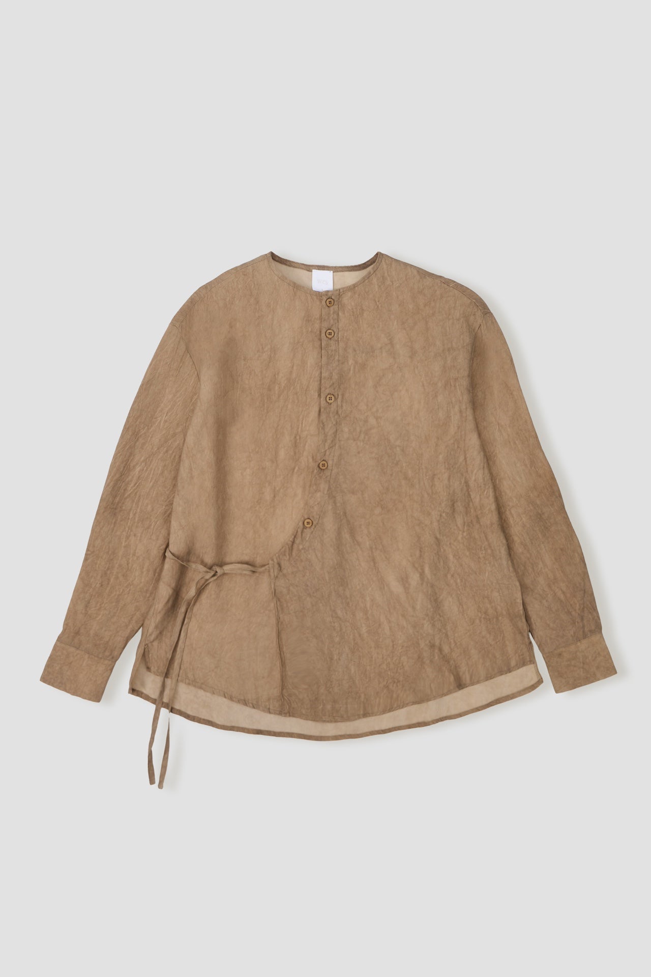 Arc Collar Side Tie Dye Blouse (Brown)