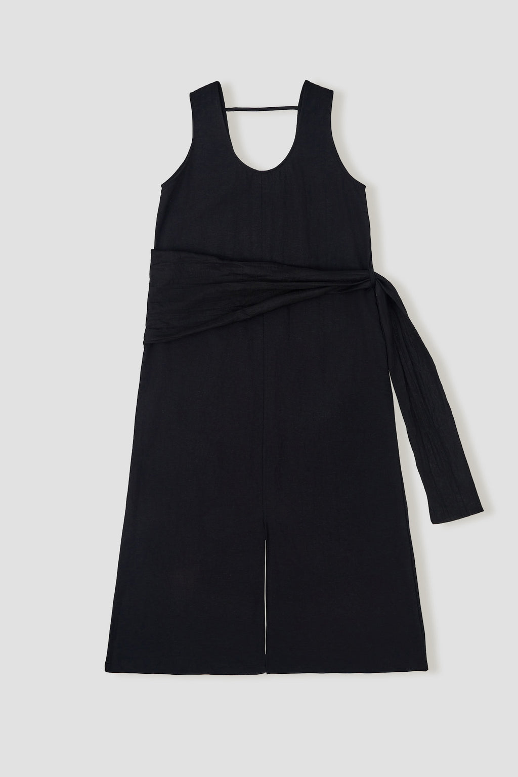 Waist Draped Maxi Tank Dress (Black)