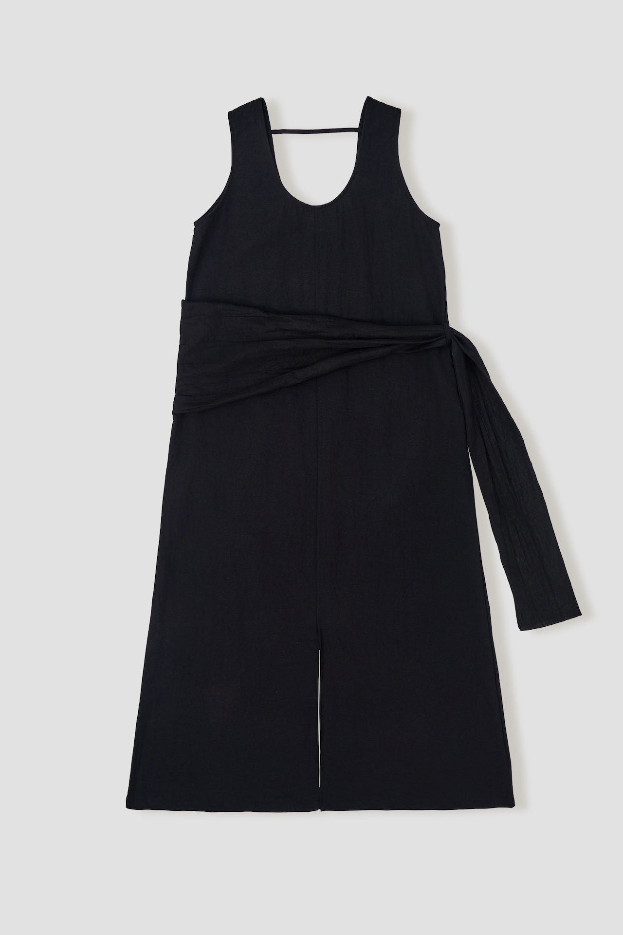Waist Draped Maxi Tank Dress (Black)
