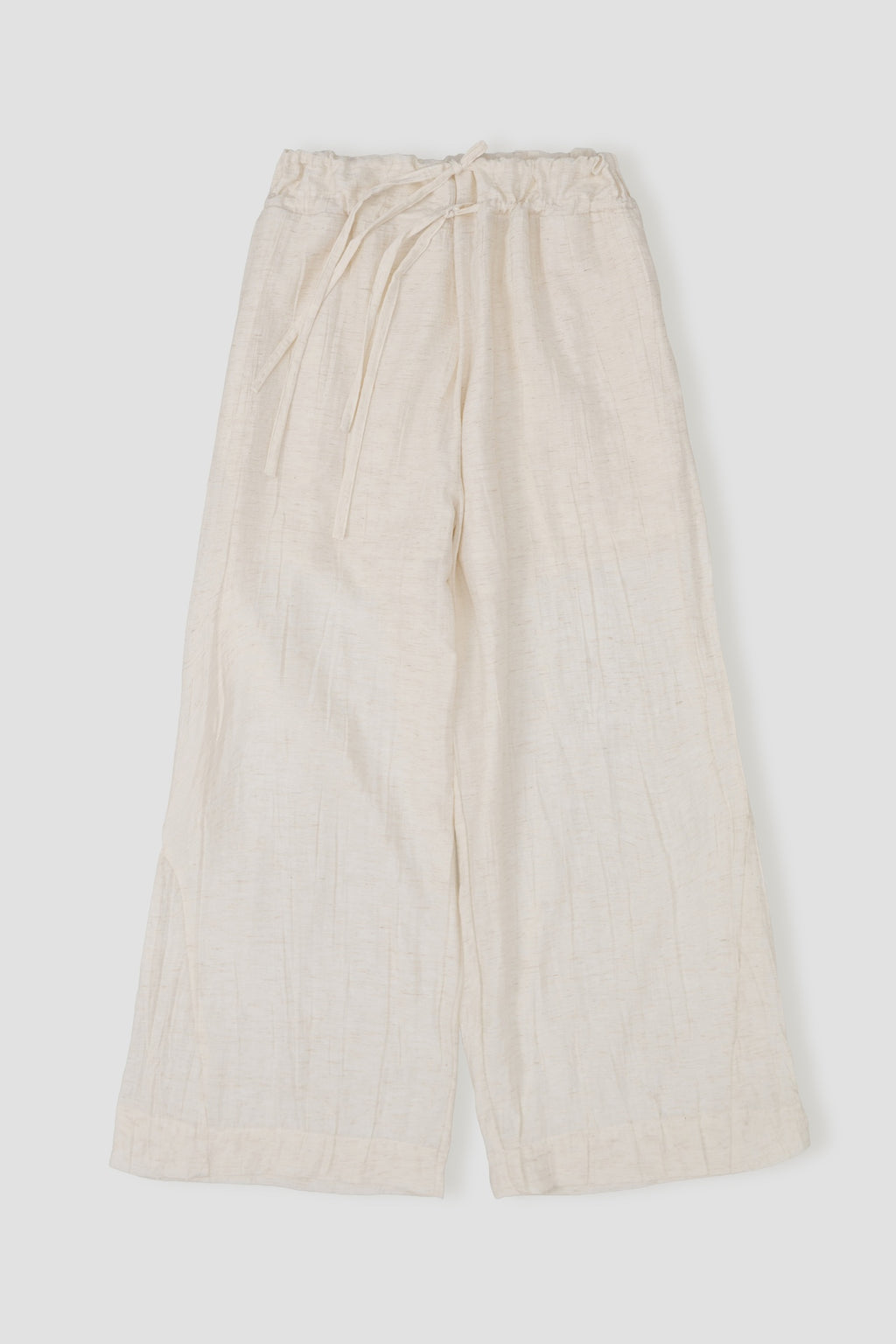 Dual Drawstring Wide Leg Pants (White)