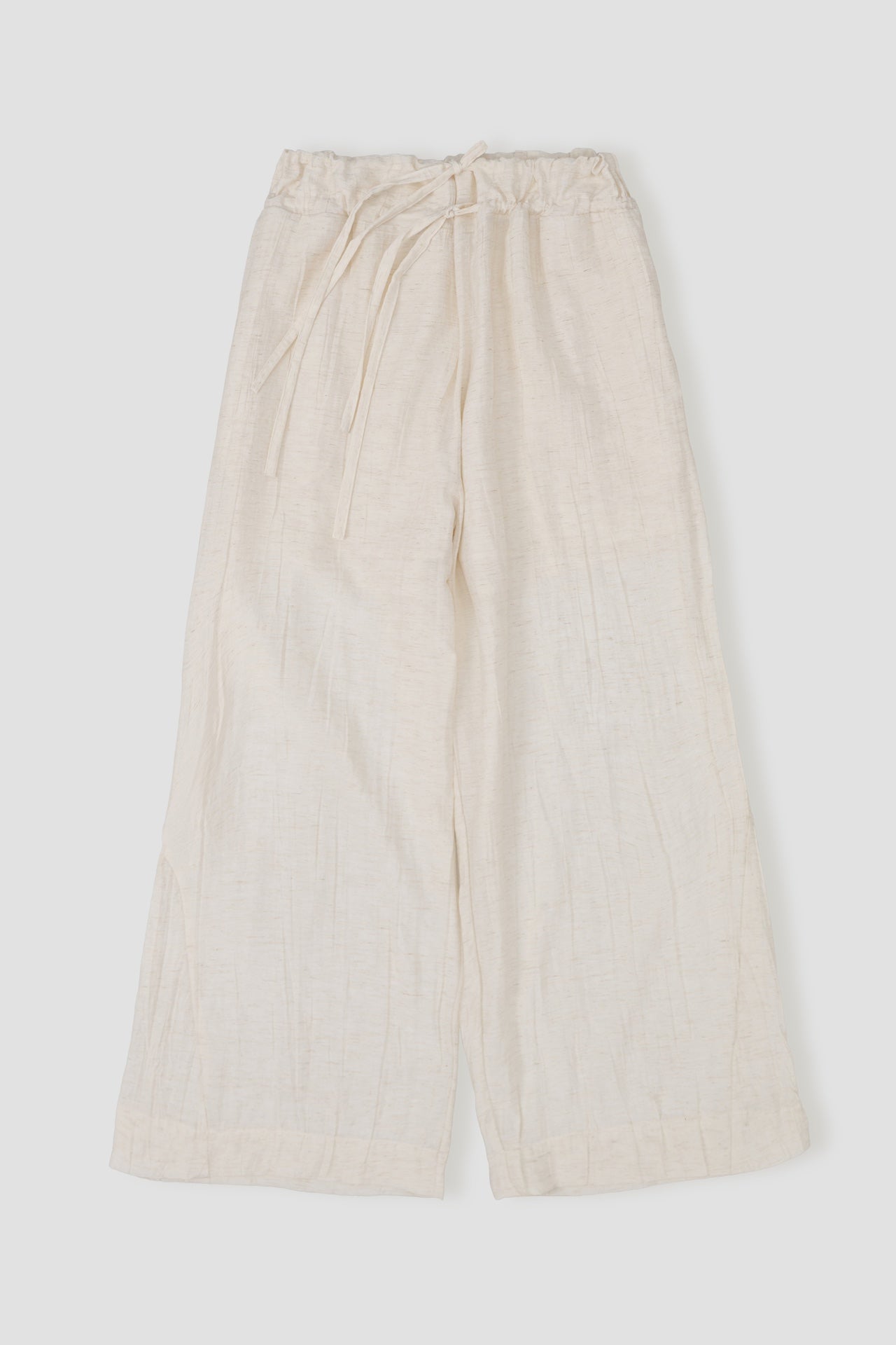 Dual Drawstring Wide Leg Pants (White)