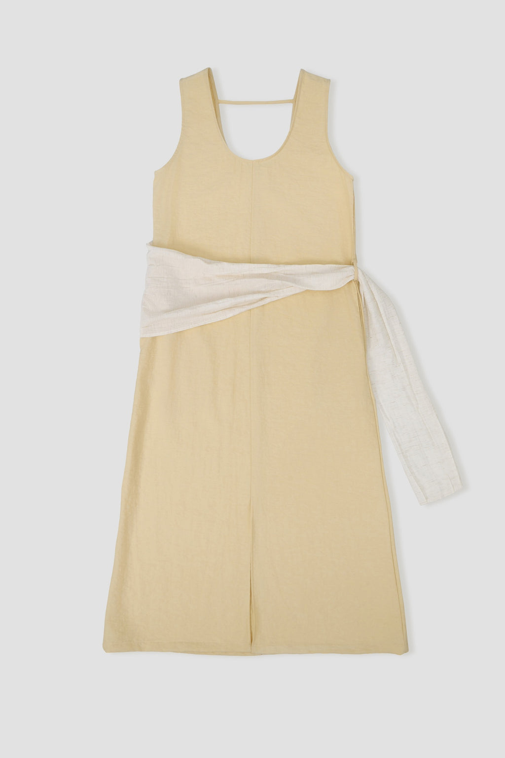 Waist Draped Maxi Tank Dress (Beige)