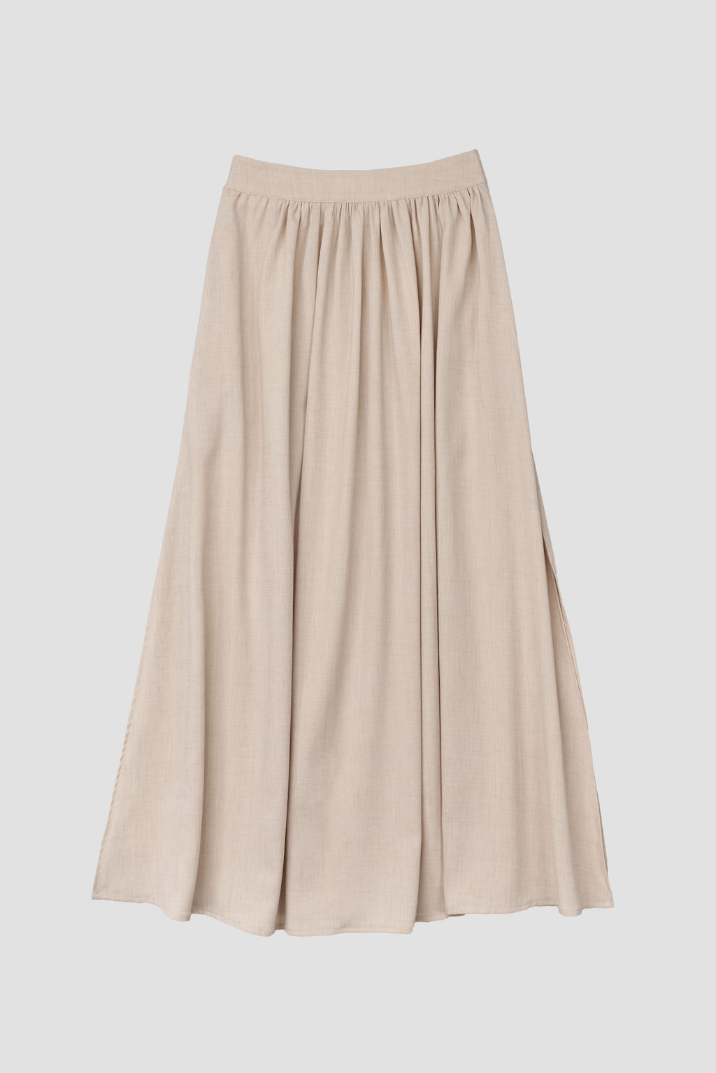 Classic - Side Slit Flare Long Skirt (Nude)
