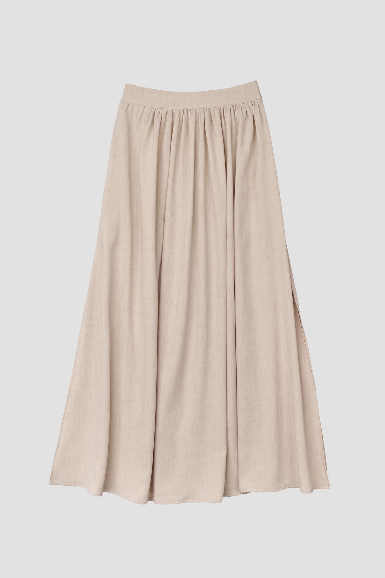 Classic - Side Slit Flare Long Skirt (Nude)