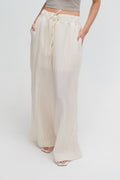 Dual Drawstring Wide Leg Pants (White)