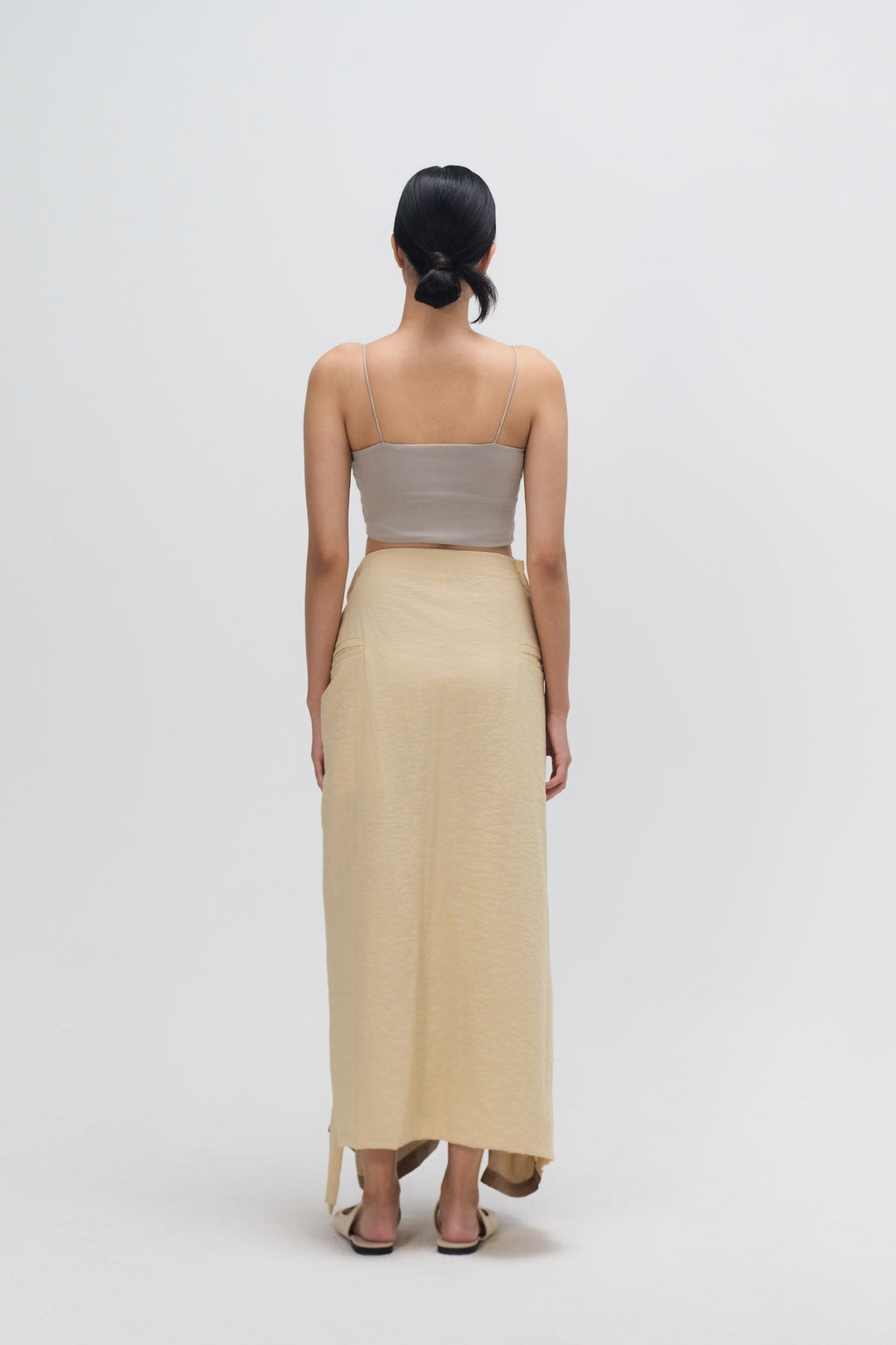 Dual Wear Tie Dye Panel Wrap Skirt (Brown)