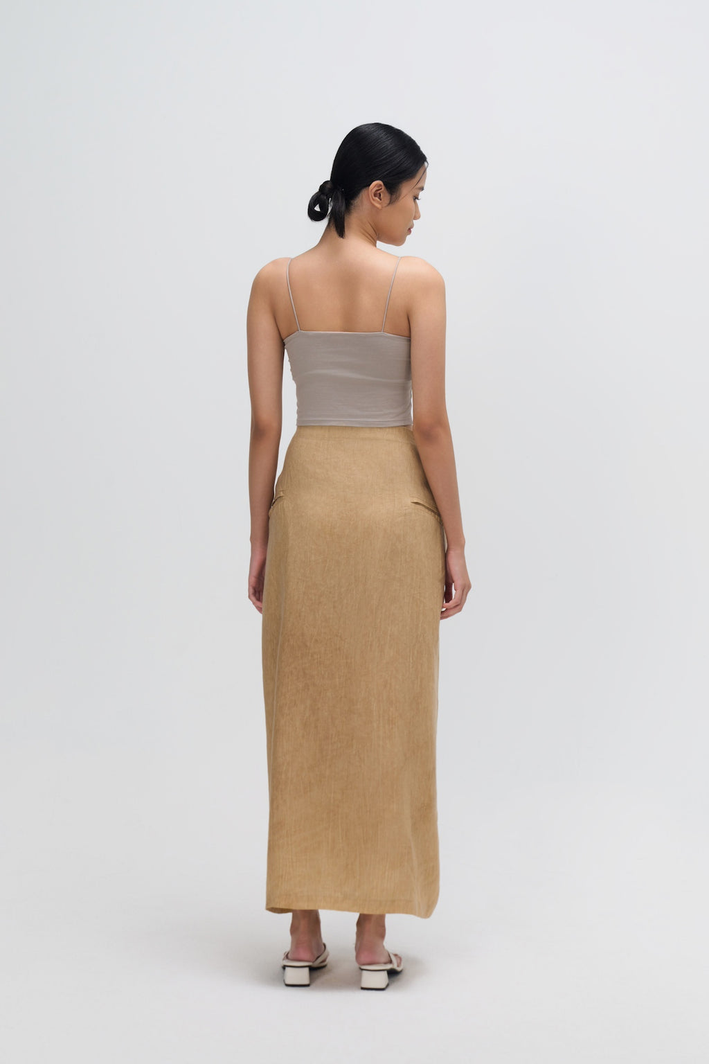 Dual Wear Tie Dye Panel Wrap Skirt (Sand)