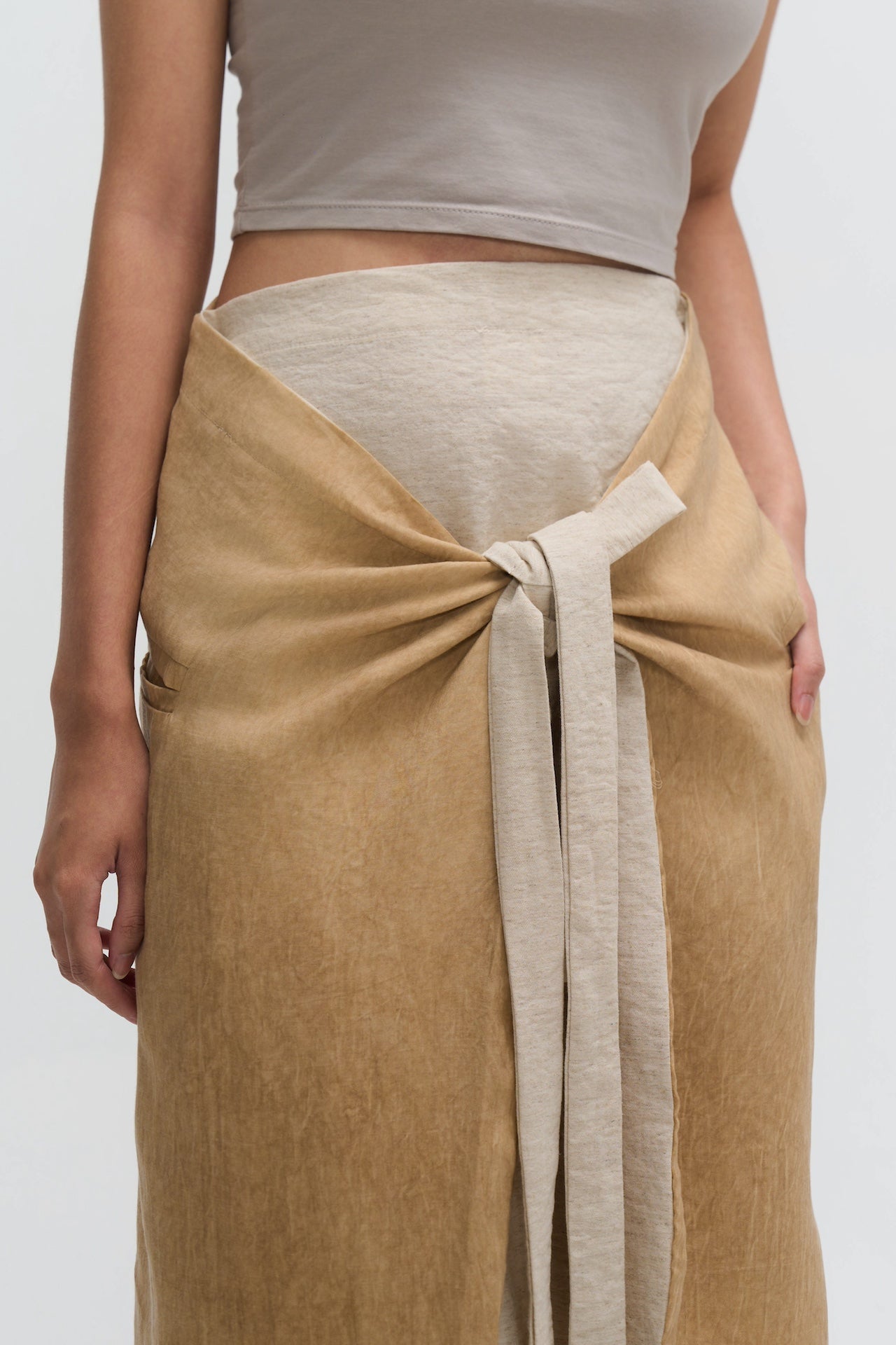 Dual Wear Tie Dye Panel Wrap Skirt (Sand)