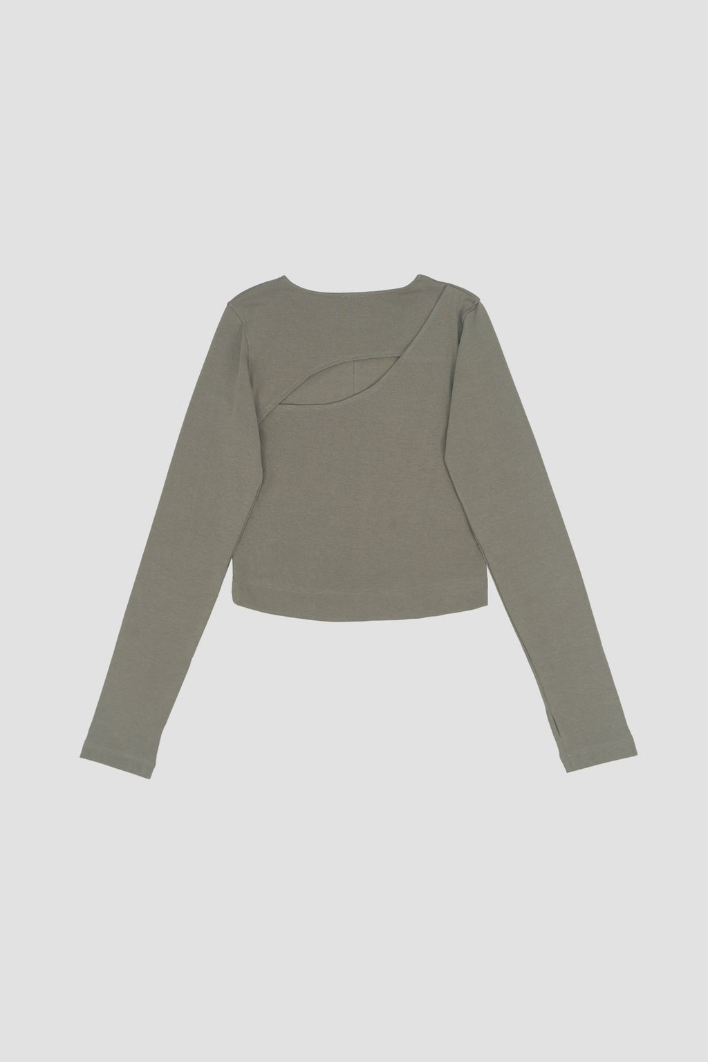 Classic - Cotton Knit Open Back Long Sleeve (Olive Grey)