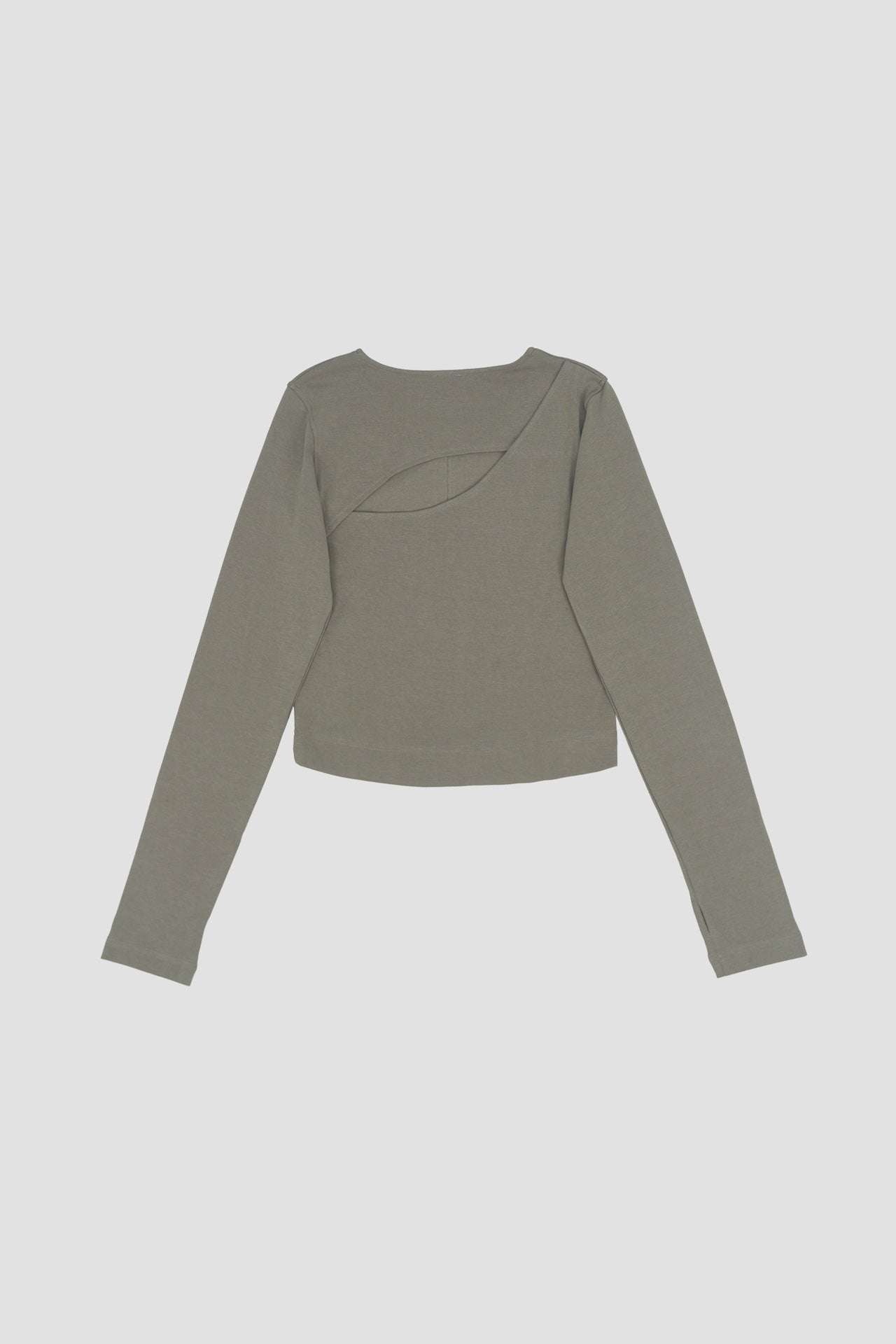 Classic - Cotton Knit Open Back Long Sleeve (Olive Grey)