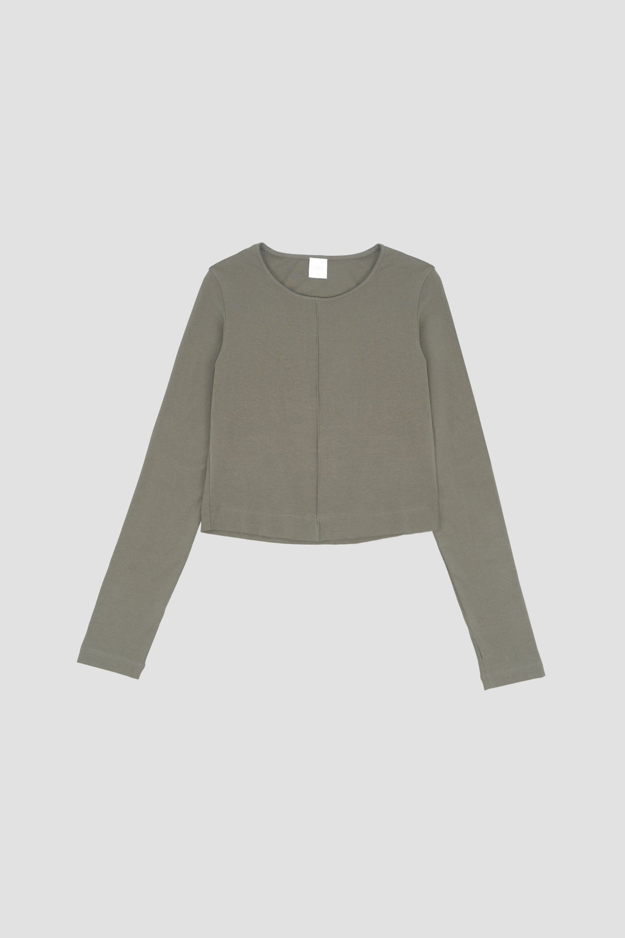 Classic - Cotton Knit Open Back Long Sleeve (Olive Grey)