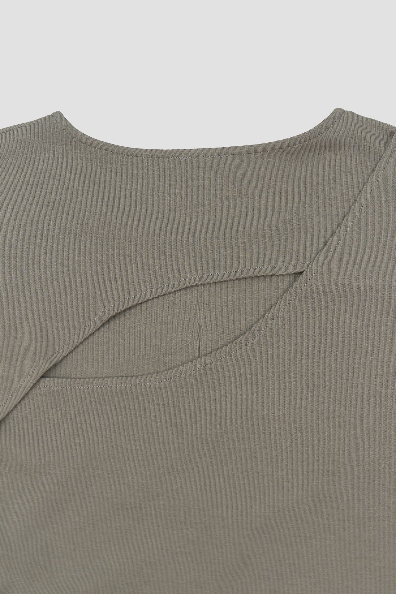 Classic - Cotton Knit Open Back Long Sleeve (Olive Grey)