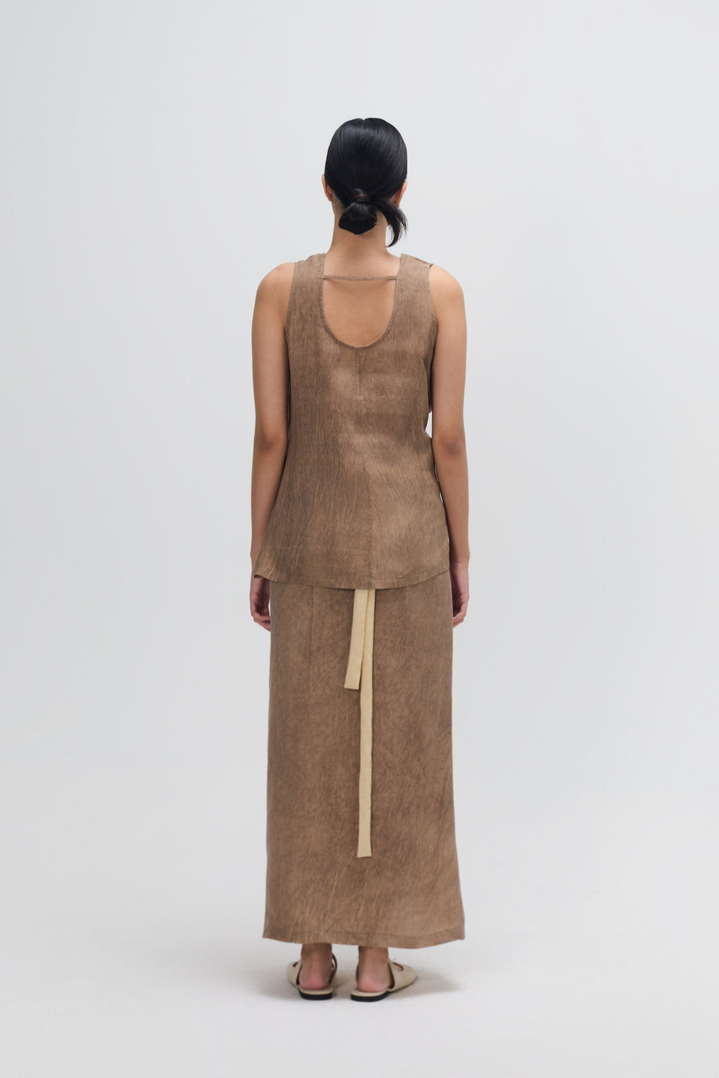 Dual Wear Tie Dye Panel Wrap Skirt (Brown)