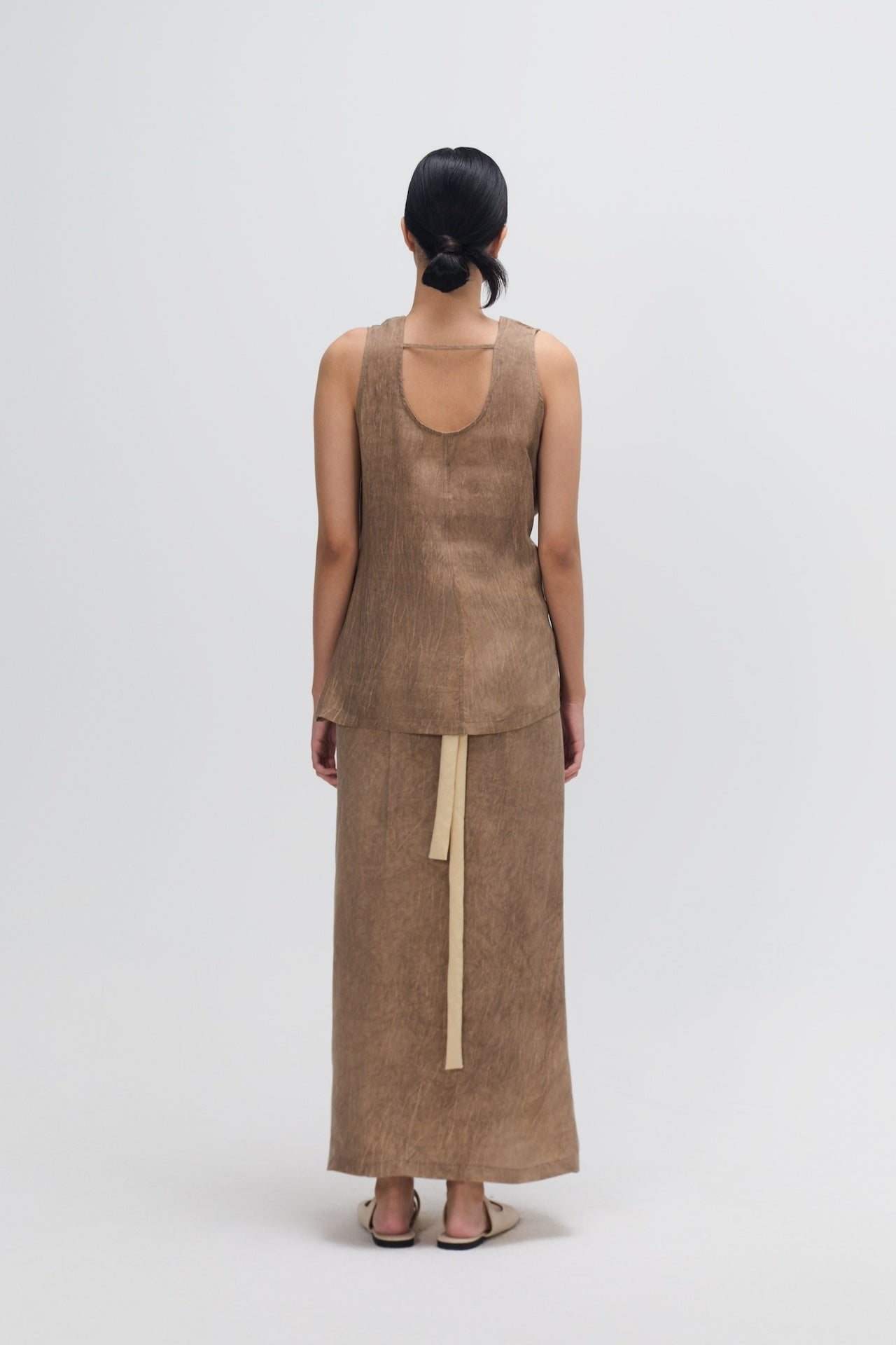 Dual Wear Tie Dye Panel Wrap Skirt (Brown)