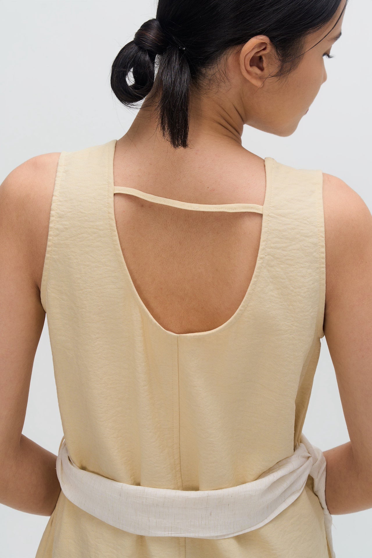 Waist Draped Maxi Tank Dress (Beige)