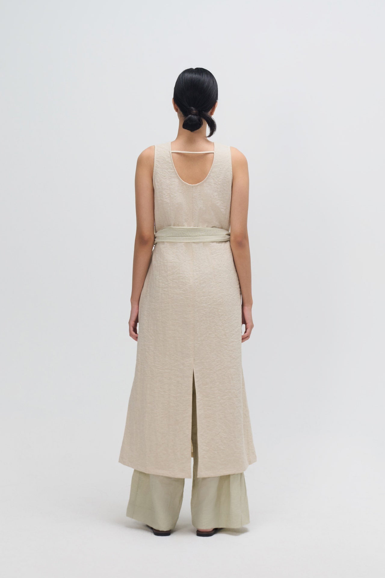 Waist Draped Maxi Tank Dress (Oat)