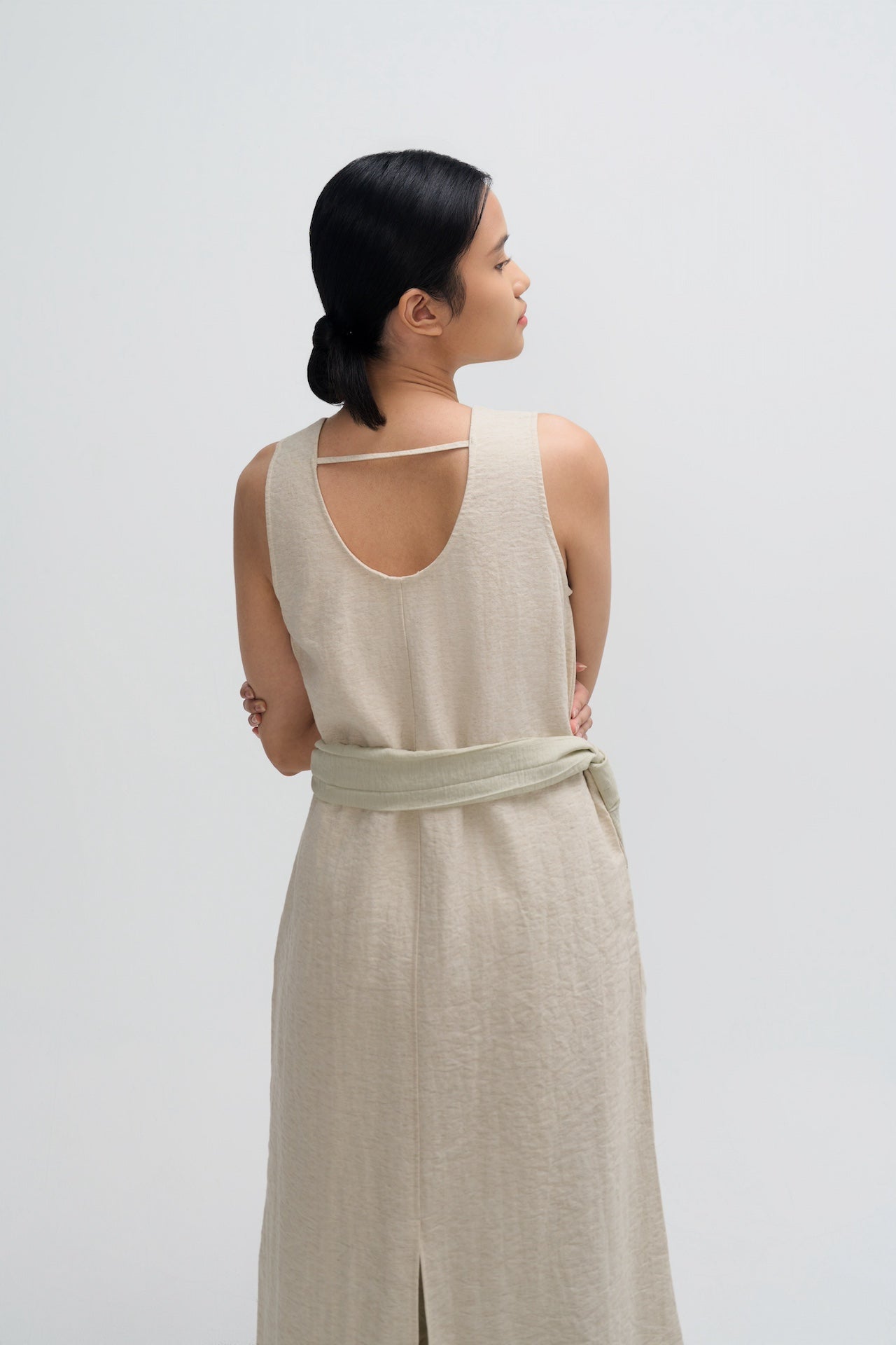 Waist Draped Maxi Tank Dress (Oat)