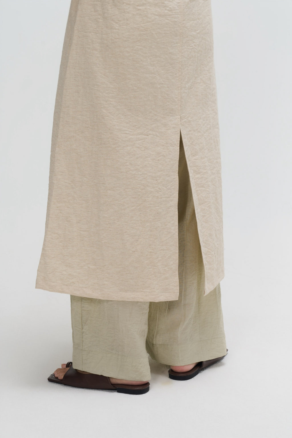 Waist Draped Maxi Tank Dress (Oat)