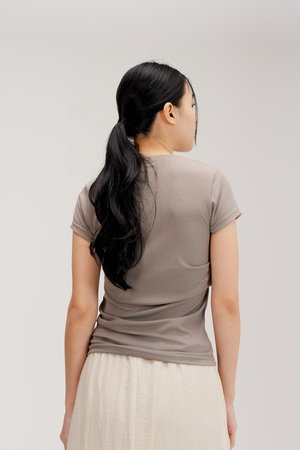 Butter Knit Side Pleated Baby Tee (Grey)