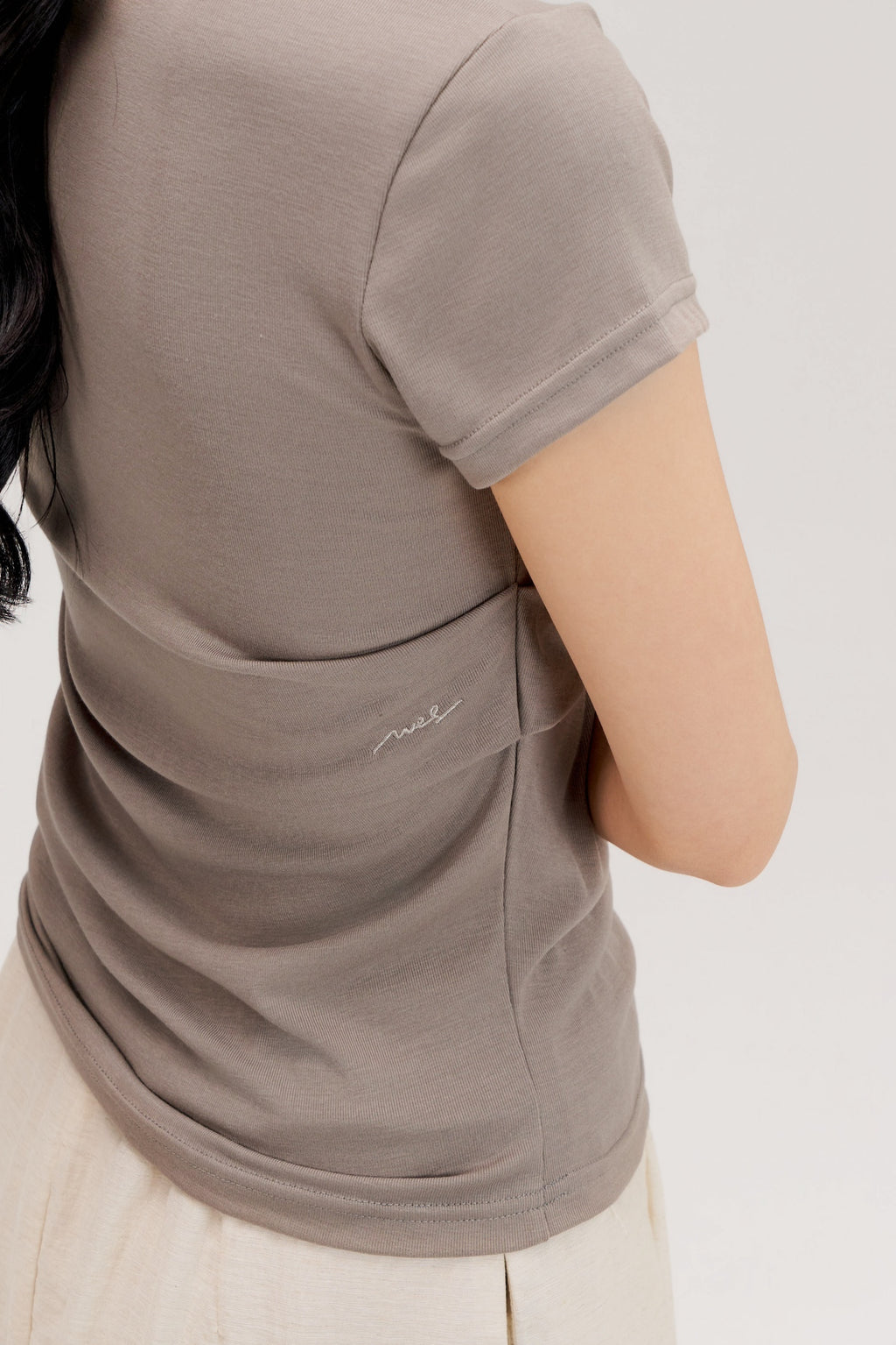 Butter Knit Side Pleated Baby Tee (Grey)