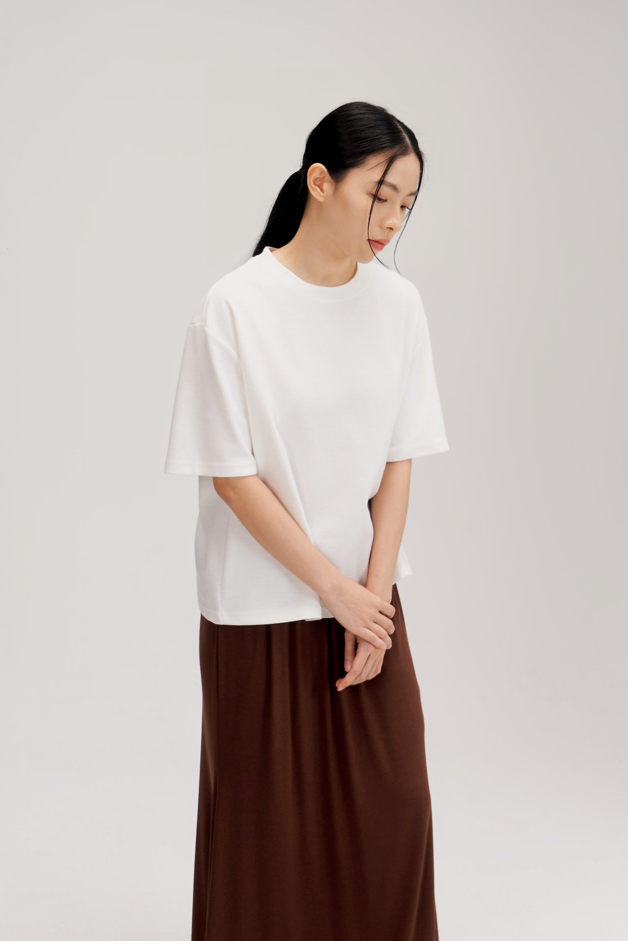 Gender Neutral Boxy Crop Waffle Tee (White)