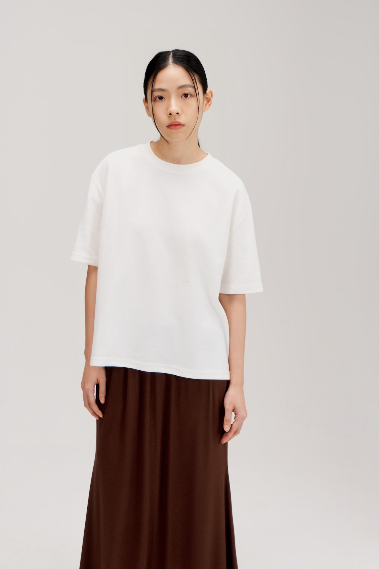 Gender Neutral Boxy Crop Waffle Tee (White)