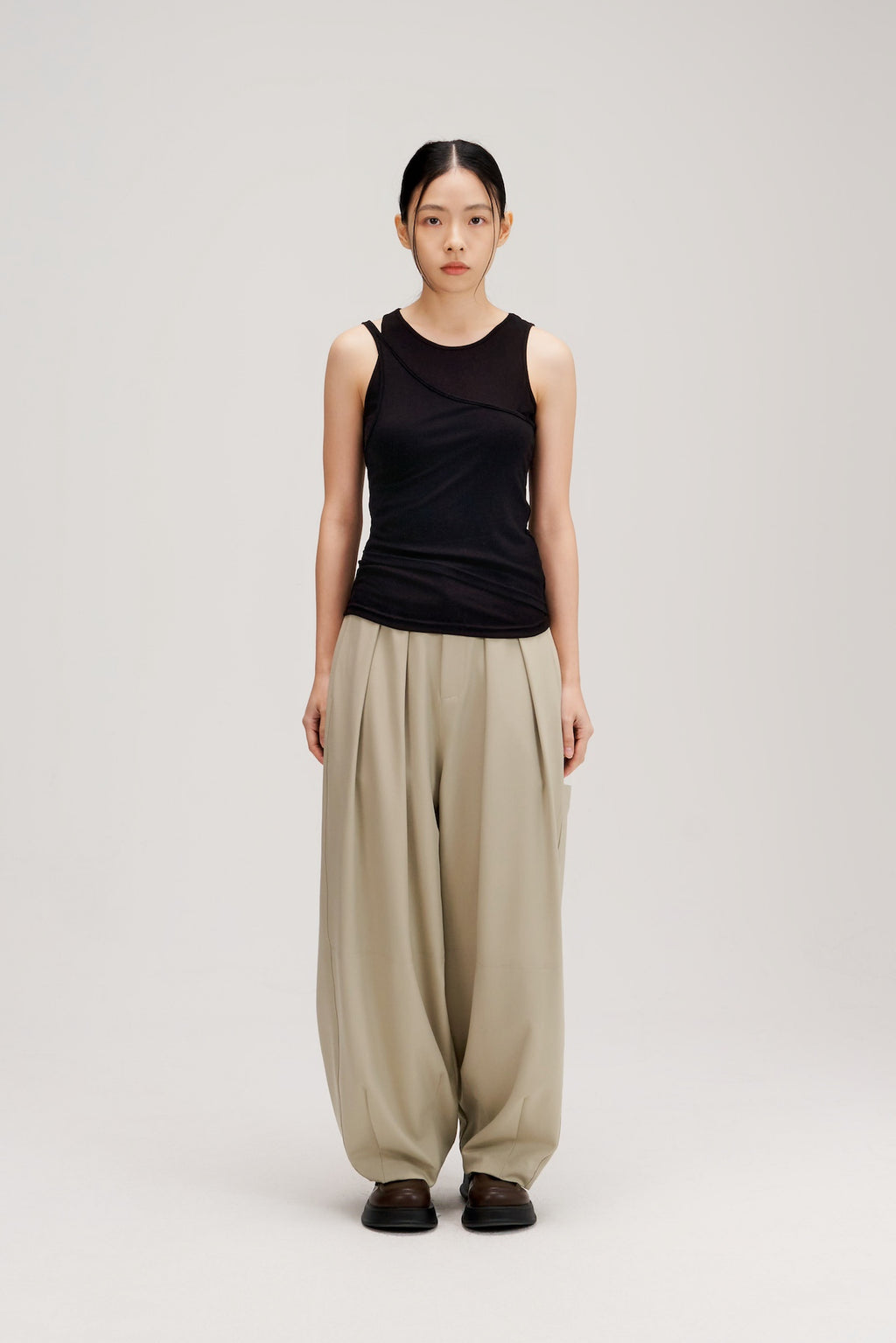 Butter Knit Two Piece Tank Top (Black)