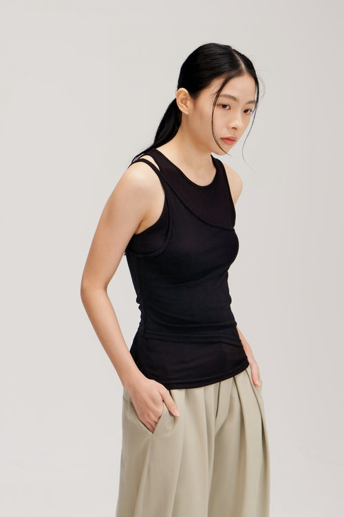 Butter Knit Two Piece Tank Top (Black)