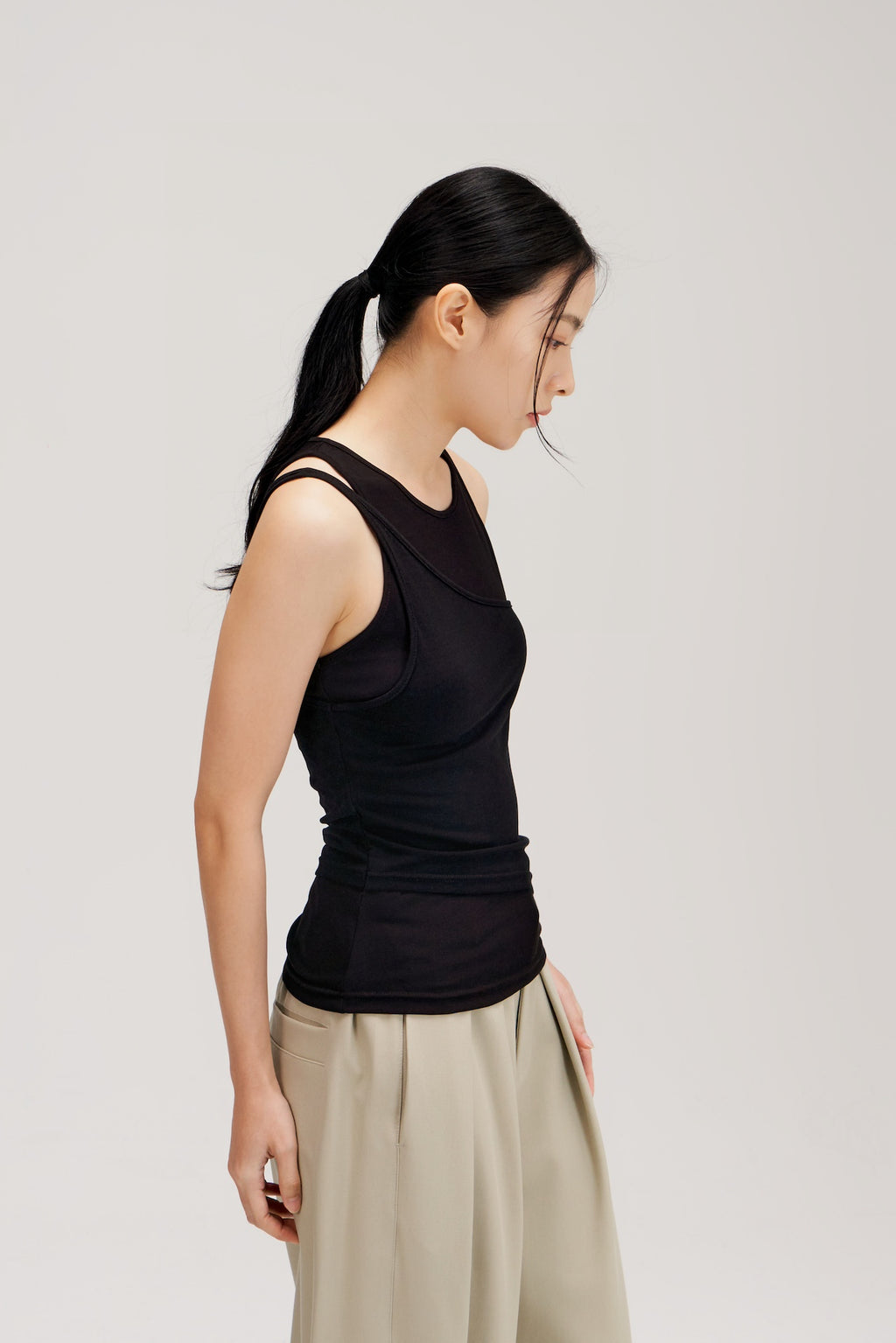 Butter Knit Two Piece Tank Top (Black)
