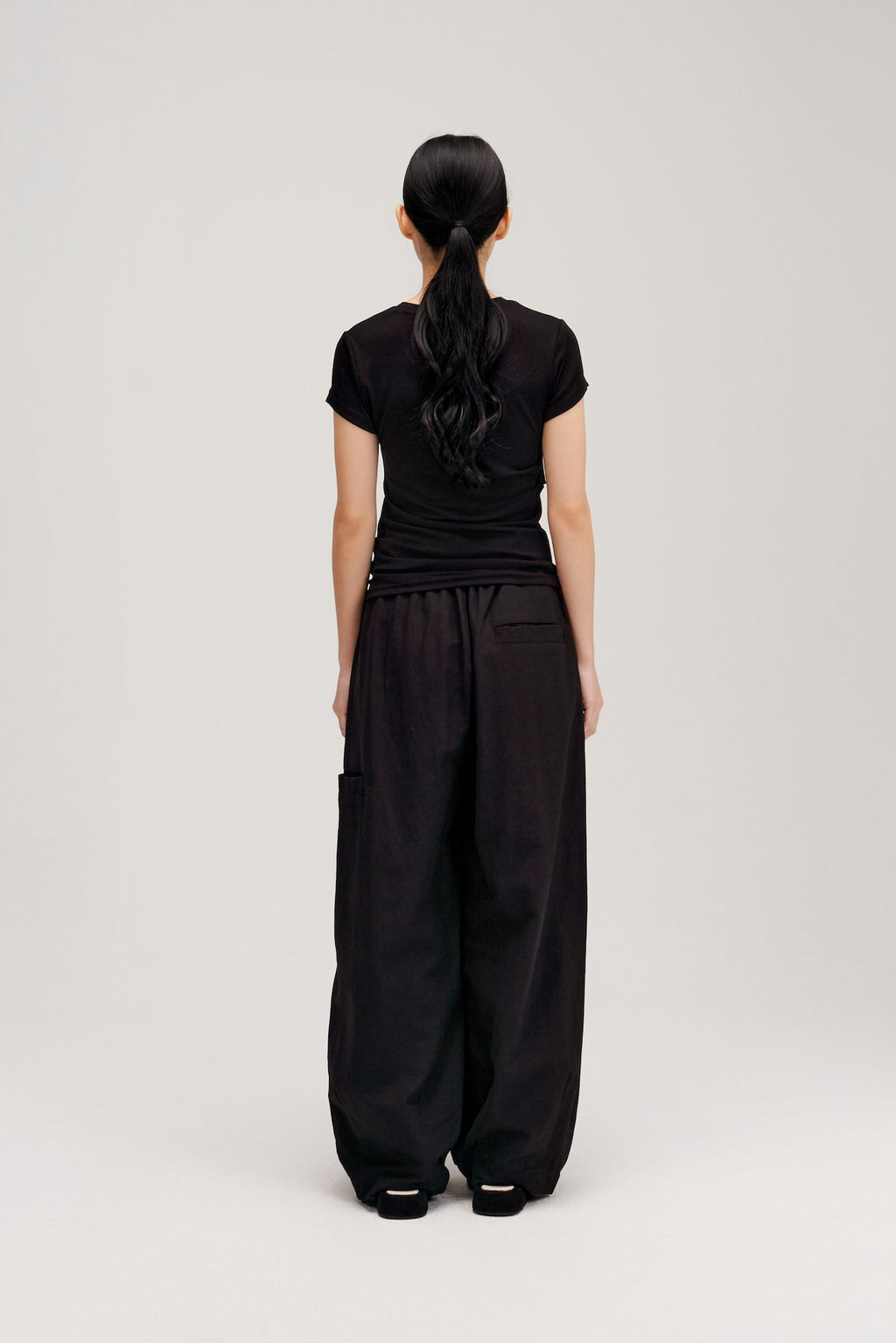 Butter Knit Side Pleated Baby Tee (Black)