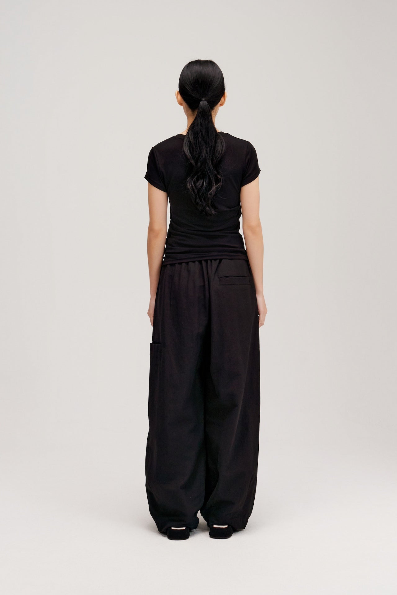 Butter Knit Side Pleated Baby Tee (Black)